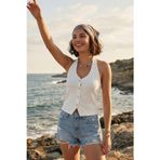 Lela Fitilli Fitted Fit Halter Yaka Sırt Dekolteli Bayan Yelek 5866515 EKRU