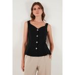 Lela Fitted Fit V Yaka Düğmeli Yelek Bayan YELEK 611FYL145