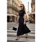 Lela Gömlek Yaka Kemerli Maxi Boy Bayan Elbise 6922376 SİYAH