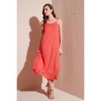 LELA Kadın İp Askılı Regular Fit Uzun Elbise, Pembe, S Beden