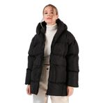 LELA Kadın Oversize Kapüşonlu Şişme Mont, Gri, XS