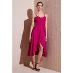Lela Kemer ve Düğme Detaylı Volanlı Regular Fit Midi Boy Bayan Elbise 67810145 AÇIK MOR