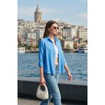 Lela Keten ve Pamuk Karışımlı Regular Fit Önü Kısa Arkası Uzun Gömlek Bayan Gömlek 6772853 - Aindigo - XL