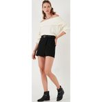 Lela Kışlık Regular Fit Asimetrik Kesim Fermuarlı Bayan Şort Etek 5865973 SİYAH