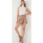 Lela Kışlık Regular Fit Asimetrik Kesim Fermuarlı Bayan Şort Etek 5865973 VİZON
