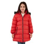 LELA Kız Çocuk Mont, İçi Peluş Astarlı, Kapüşonlu, Suya Dayanıklı, Kırmızı, 13 Yaş