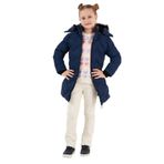 LELA Kız Çocuk Mont, Peluş Astarlı, Çıkarılabilir Kapüşonlu, Lacivert, 10 Yaş