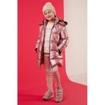 LELA Kız Çocuk Mont, Peluş Astarlı, Suni Kürklü Kapüşonlu, Pembe, 5 Yaş