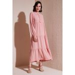 Lela Modest Regular Fit Dik Yaka Uzun Elbise Bayan Elbise 611EL545 - Gül Kurusu