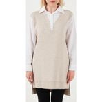 Lela Modest Standart Fit Gömlek Yaka Tesettür Triko Bayan Tunik 4612148 BEJ