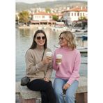 Lela Oversize Fit Balıkçı Yaka Yumuşak Dokulu 2'li Paket Triko Bayan Kazak 680KZ00469S2 Vizon-Şeker Pembe