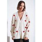 Lela Oversize Fit Çiçekli Düğmeli V Yaka Soft Akrilik Hırka HIRKA 4616192