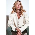 Lela Oversize Fit Desenli V Yaka Triko Hırka Hırka 4616193