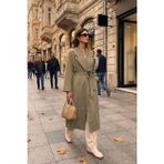 Lela Oversize Fit Kruvaze Yaka Kuşaklı Astarlı Bayan Trençkot 6839617 HAKİ
