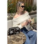 Lela Oversize Fit Madonna Yaka Triko Bayan Kazak 4615216 EKRU