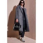 Lela Oversize Fit Mono Yaka Düğmeli Buklet Uzun Kaşe Bayan Kaban 6810236 ANTRASİT