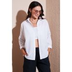 Lela Pamuk Karışımlı Regular Fit Gömlek Bayan Gömlek 6772418 - Beyaz