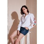 Lela Pamuklu Balon Kollu Regular Fit Çiçek Nakışlı Gömlek Gömlek 611go003