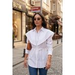 Lela Pamuklu Pelerin Detaylı Regular Fit Uzun Kollu Gömlek Bayan Gömlek 6774128 - XL - Beyaz