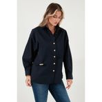 Lela Pamuklu Regular Fit Broş Detaylı Uzun Kollu Gömlek Bayan GÖMLEK 6834990