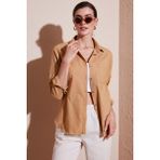 Lela Pamuklu Regular Fit Cepli Gömlek Kadın Gömlek CF25S16992 - Camel