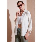 Lela Pamuklu Regular Fit Cepli Gömlek Kadın Gömlek CF25S16992 - Ekru - XL