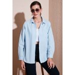 Lela Pamuklu Regular Fit Cepli Gömlek Kadın Gömlek CF25S16992 - Mavi