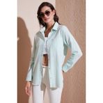 Lela Pamuklu Regular Fit Cepli Gömlek Kadın Gömlek CF25S16992 - Mint