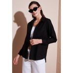 Lela Pamuklu Regular Fit Cepli Gömlek Kadın Gömlek CF25S16992 - Siyah - XL