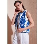 Lela Pamuklu Regular Fit Çiçekli Nakış İşlemeli Bayan Yelek 676238 BEYAZ