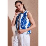 Lela Pamuklu Regular Fit Çiçekli Nakış İşlemeli Yelek Bayan YELEK 676238