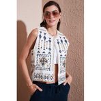Lela Pamuklu Regular Fit Çiçekli Nakış İşlemeli Yelek Bayan YELEK 676293