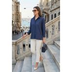 Lela Pamuklu Regular Fit Iliklenebilen Yırtmaç Detaylı Gömlek Bayan Gömlek 6772920 - Lacivert - XL