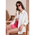 Lela Pamuklu Regular Fit Müslin Gömlek Kadın Gömlek CF25S166905 - Ekru - XL