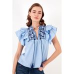 Lela Pamuklu Regular Fit Nakış İşlemeli Bluz Bayan BLUZ 611BZ0253