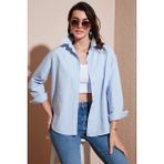 Lela Pamuklu Regular Fit Önü Kısa Arkası Uzun Oval Kesim Gömlek Kadın Gömlek CF25S163867 - Açik Mavi