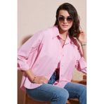 Lela Pamuklu Regular Fit Önü Kısa Arkası Uzun Oval Kesim Gömlek Kadın Gömlek CF25S163867 - Açık Pembe