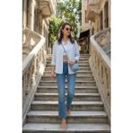 Lela Pamuklu Regular Fit Uzun Kollu Düz Gömlek Kadın Gömlek CF25S168305 - Mavi