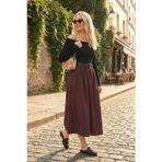 Lela Pamuklu Relaxed Fit Lastikli Bel Kemer Detaylı Midi Boy Bayan Etek 6921273 MÜRDÜM