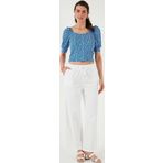 Lela Pamuklu Relaxed Fit Yüksek Bel Bol Paça Bayan Pantolon 668YP5118 BEYAZ