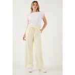 Lela Pamuklu Relaxed Fit Yüksek Bel Geniş Paça Bayan Pantolon 668YP5275 SARI