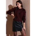 Lela Premium Regular Fit Bisiklet Yaka Fiyonk Detaylı Triko Kazak Bayan Kazak 680KZ00155 - Bordo