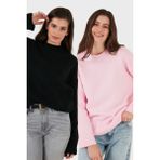 Lela Regular Fit Bisiklet Yaka Basic 2'li Paket Triko Kazak Bayan Kazak 4616213S2 - Siyah - Pembe - Standart
