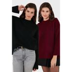Lela Regular Fit Bisiklet Yaka Basic 2'li Paket Triko Kazak Bayan KAZAK 4616213S2