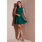 Lela Regular Fit Bisiklet Yaka Volanlı Mini Boy Bayan Elbise 6525647 ZÜMRÜT