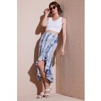 Lela Regular Fit Desenli Yüksek Bel Volanlı Midi Boy Yırtmaçlı Bayan Etek 5869013 İNDİGO