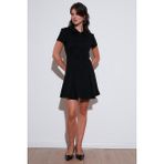 Lela Regular Fit Fermuarlı Polo Yaka Kısa Kollu Pileli Süet Bayan Elbise 5866438 SİYAH