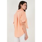 Lela Regular Fit Göğüs Cepli Kısa Kollu Gömlek Bayan GÖMLEK 6779324