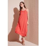 Lela Regular Fit İp Askılı Uzun Bayan Elbise 5865732 NAR ÇİÇEĞİ