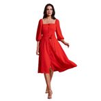 Lela Regular Fit Kare Yaka Düğmeli Midi Boy Elbise Bayan ELBİSE 67810197
